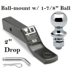 Class 3 Ball-mount Combo w/ 2" Drop and 1-7/8" Trailer Hitch Ball fits 2" Receiver Class 3 Ball-mount Combo w/ 2" Drop and 1-7/8" Trailer Hitch Ball fits 2" Receiver