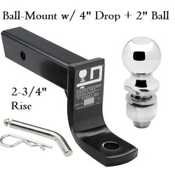 Class 3 Ball-mount Combo w/ 4" Drop and 2" Trailer Hitch Ball fits 2" Receiver Class 3 Ball-mount Combo w/ 4" Drop and 2" Trailer Hitch Ball fits 2" Receiver