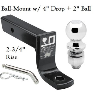 53 63845 Draw-Tite Class 3 Ball-mount Combo 4" Drop and 2" Trailer Hitch Ball fits 2" Receiver Class 3 Ball-mount Combo w/ 4" Drop and 2" Trailer Hitch Ball fits 2" Receiver