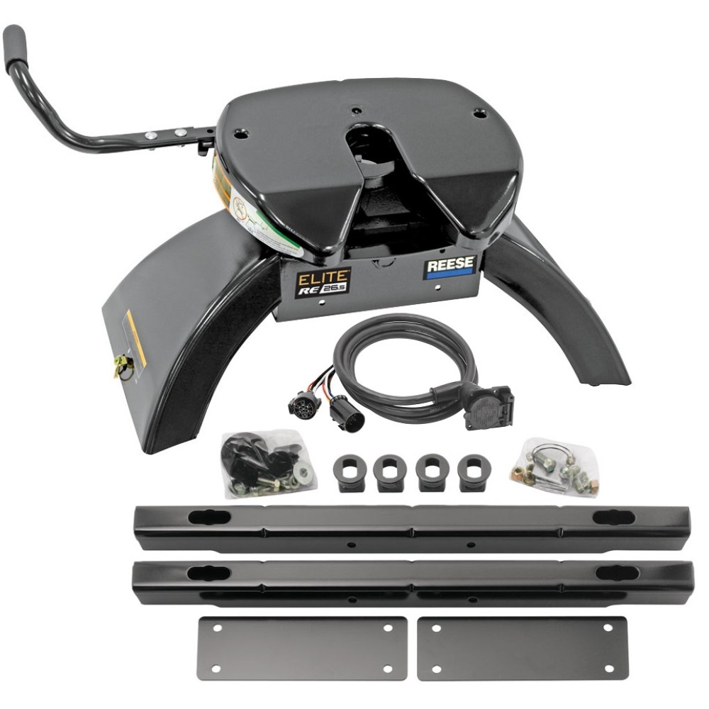 Reese Elite Rails 26.5K 5th Wheel Hitch for 02-12  Dodge Ram 1500 2500 3500 Except Mega Cab with 7-Way Wiring Installation Kit Under-Bed for Fifth Wheel Trailer Hitch