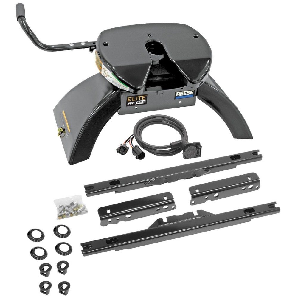 Elite Series Under Bed Fifth Wheel Rail KitCustom Fit Mounting Brackets Elite Series Fifth Wheel 26.5K (Pre-Assembled) 90 Degree Fifth Wheel Adapter Harness Installation Hardware Installation Instructions 30126 30871 Reese Reese Elite Rails 26.5K 5th Whe Reese Elite Rails 26.5K 5th Wheel Hitch for 11-16 Ford F250 F350 F450 with 7-Way Wiring Installation Kit Under-Bed for Fifth Wheel Trailer Hitch