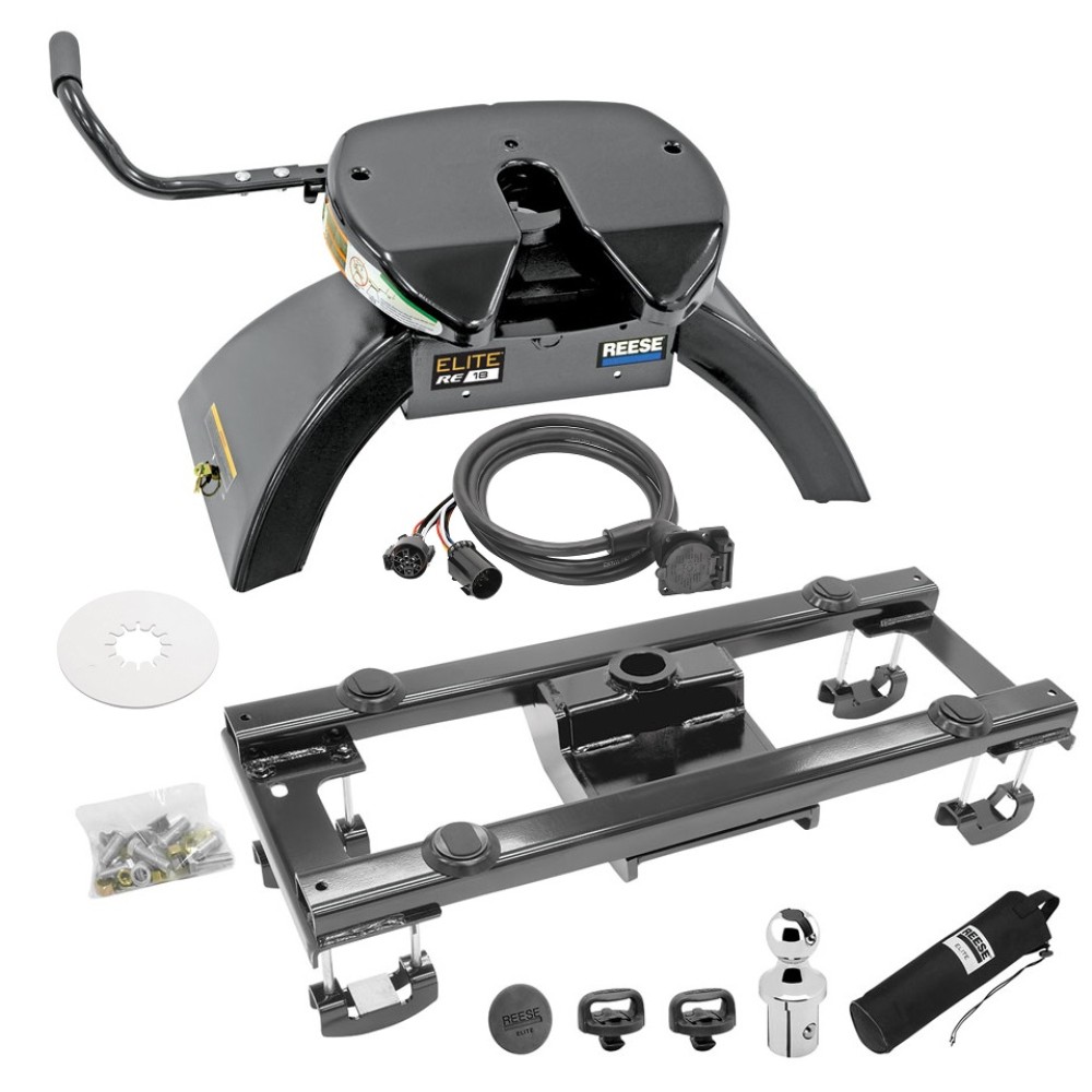 Elite Series Under Bed Rail KitCustom Fit Mounting Brackets Elite Series Fifth Wheel 18K (Pre-Assembled) Elite Series Gooseneck 25K 90 Degree Fifth Wheel Adapter Harness Lube Plate .192" Installation Hardware Installation Instructions 30158-52 30142 Reese Elite 25K Gooseneck and 18K 5th Wheel Hitch Complete System 10-12 Dodge Ram 2500 3500 All Models with 7-Way Trailer Wiring and Lube Plate Underbed Gooseneck and Fifth Wheel Adapter Unit