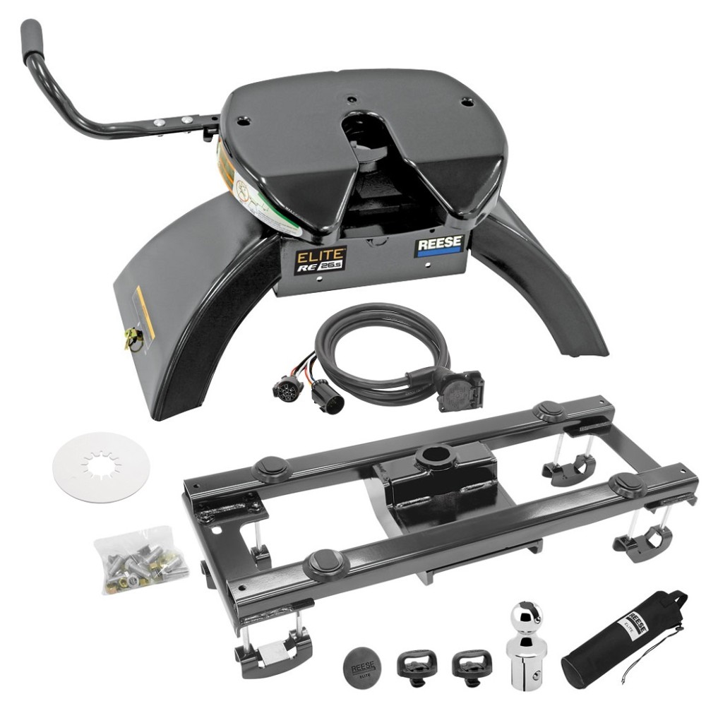 Elite Series Under Bed Rail KitCustom Fit Mounting Brackets Elite Series Fifth Wheel 26.5K (Pre-Assembled) Elite Series Gooseneck 25K 90 Degree Fifth Wheel Adapter Harness Lube Plate .192" Installation Hardware Installation Instructions 30158-52 308 Reese Elite 25K Gooseneck and 26.5K 5th Wheel Hitch Complete System 10-12 Dodge Ram 2500 3500 All Models with 7-Way Trailer Wiring and Lube Plate Underbed Gooseneck and Fifth Wheel Adapter Unit