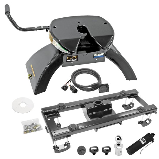 Elite Series Under Bed Rail KitCustom Fit Mounting Brackets Elite Series Fifth Wheel 26.5K (Pre-Assembled) Elite Series Gooseneck 25K 90 Degree Fifth Wheel Adapter Harness Lube Plate .192" Installation Hardware Installation Instructions 30158-52 308 Reese Elite 25K Gooseneck and 26.5K 5th Wheel Hitch Complete System 10-12 Dodge Ram 2500 3500 All Models with 7-Way Trailer Wiring and Lube Plate Underbed Gooseneck and Fifth Wheel Adapter Unit