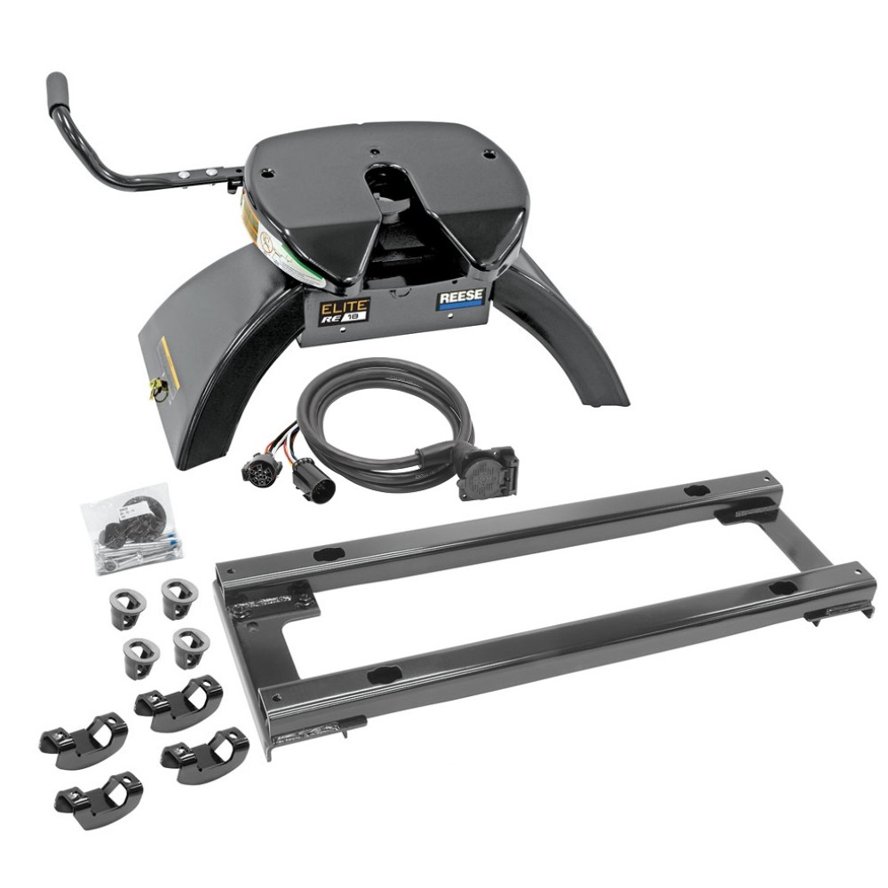 Elite Series Under Bed Fifth Wheel Rail KitCustom Fit Mounting Brackets Elite Series Fifth Wheel 18K (Pre-Assembled) 90 Degree Fifth Wheel Adapter Harness Installation Hardware Installation Instructions 30852 30142 Reese Reese Elite Rails 18K 5th Wheel H Reese Elite Rails 18K 5th Wheel Hitch for 10-12 Dodge Ram 2500 3500 with 7-Way Wiring Installation Kit Under-Bed Fifth Wheel Trailer Hitch