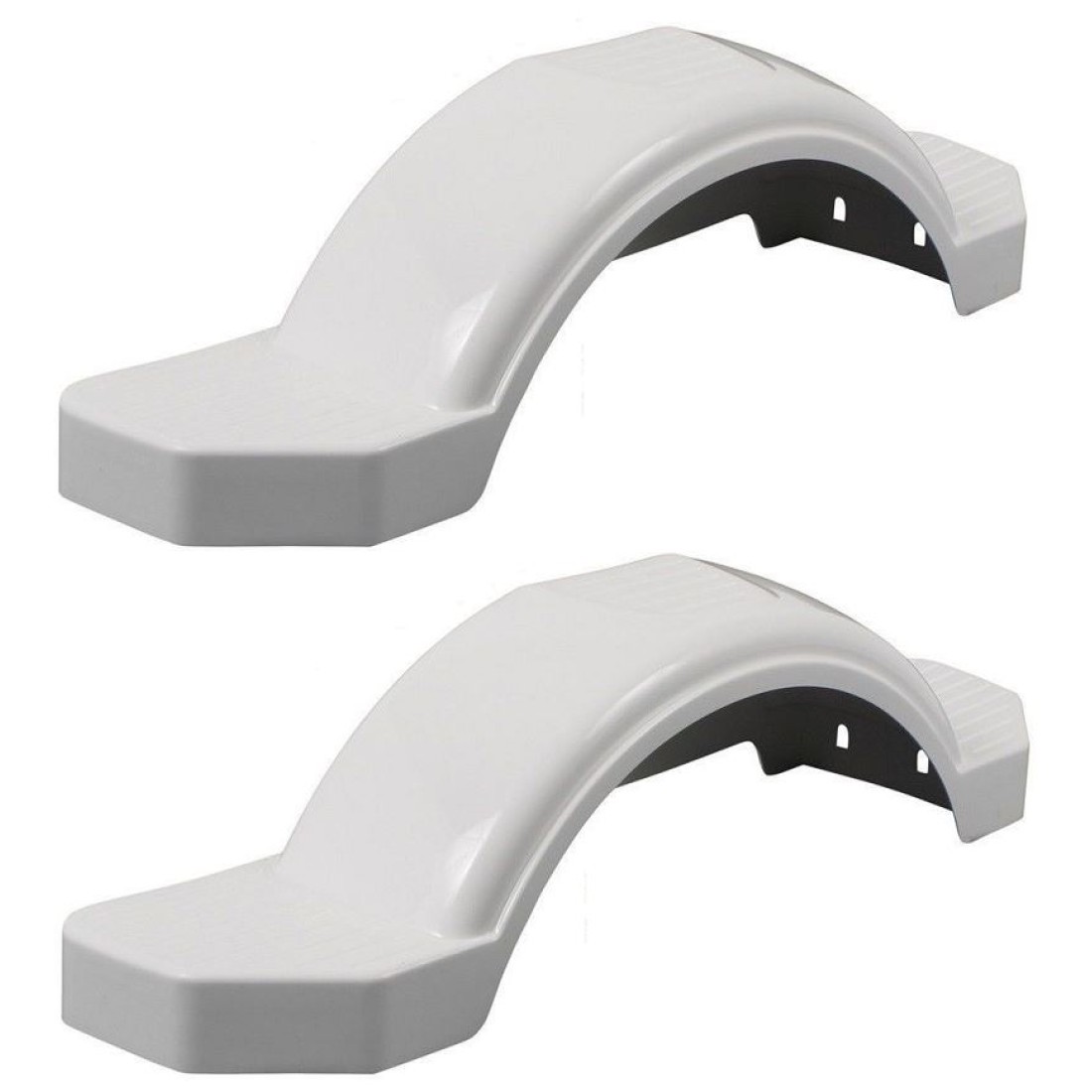 Set of 2 White Fulton Single Axle Trailer Fenders 12" Wheels Triple