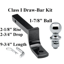 Class 1 Drawbar kit w/ 1-7/8" Trailer Hitch Ball 2-1/8" Rise 2-3/4" Drop 1-1/4" Mount Receiver Class 1 Drawbar kit w/ 1-7/8" Trailer Hitch Ball 2-1/8" Rise 2-3/4" Drop 1-1/4" Mount Receiver