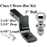 Class 1 Drawbar kit w/ 2" Trailer Hitch Ball 2-1/8" Rise 2-3/4" Drop 1-1/4" Mount Receiver Class 1 Drawbar kit w/ 2" Trailer Hitch Ball 2-1/8" Rise 2-3/4" Drop 1-1/4" Mount Receiver