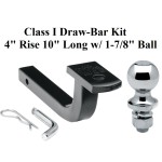 Class 1 Drawbar kit w/ 1-7/8" Trailer Hitch Ball 4" Rise 1-1/4" Receiver Mount Class 1 Drawbar kit w/ 1-7/8" Trailer Hitch Ball 4" Rise 1-1/4" Receiver Mount