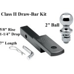 Class 2 Drawbar kit w/ 2" Trailer Hitch Ball 5/8" Rise 1-1/4" Receiver Mount