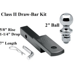 Class 2 Drawbar kit w/ 2" Trailer Hitch Ball 5/8" Rise 1-1/4" Receiver Mount Class 2 Drawbar kit w/ 2" Trailer Hitch Ball 5/8" Rise 1-1/4" Receiver Mount