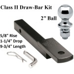 Class 2 Drawbar kit w/ 2" Trailer Hitch Ball 5/8" Rise 1-1/4" Mount Receiver Class 2 Drawbar kit w/ 2" Trailer Hitch Ball 5/8" Rise 1-1/4" Mount Receiver