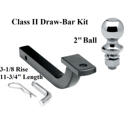 Class 2 Drawbar kit w/ 2" Trailer Hitch Ball 3-1/8" Rise 1-1/4" Mount Receiver Class 2 Drawbar kit w/ 2" Trailer Hitch Ball 3-1/8" Rise 1-1/4" Mount Receiver