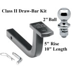 Class 2 Drawbar kit w/ 2" Trailer Hitch Ball 5" Rise 1-1/4" Receiver Mount Class 2 Drawbar kit w/ 2" Trailer Hitch Ball 5" Rise 1-1/4" Receiver Mount