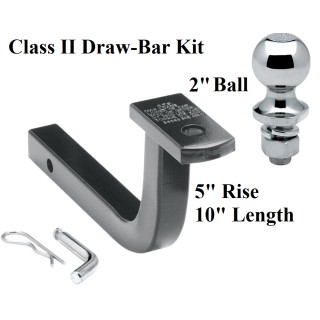 Class 2 Drawbar kit w/ 2" Trailer Hitch Ball 5" Rise 1-1/4" Receiver Mount