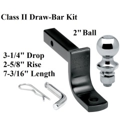 Class 2 Drawbar kit w/ 2" Trailer Hitch Ball 2-5/8" Rise 3-1/4" Drop Receiver Mount Class 2 Drawbar kit w/ 2" Trailer Hitch Ball 2-5/8" Rise 3-1/4" Drop Receiver Mount
