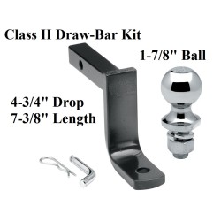 Class 2 Drawbar kit w/ 1-7/8" Trailer Hitch Ball 4-3/4" Drop 1-1/4" Receiver Mount