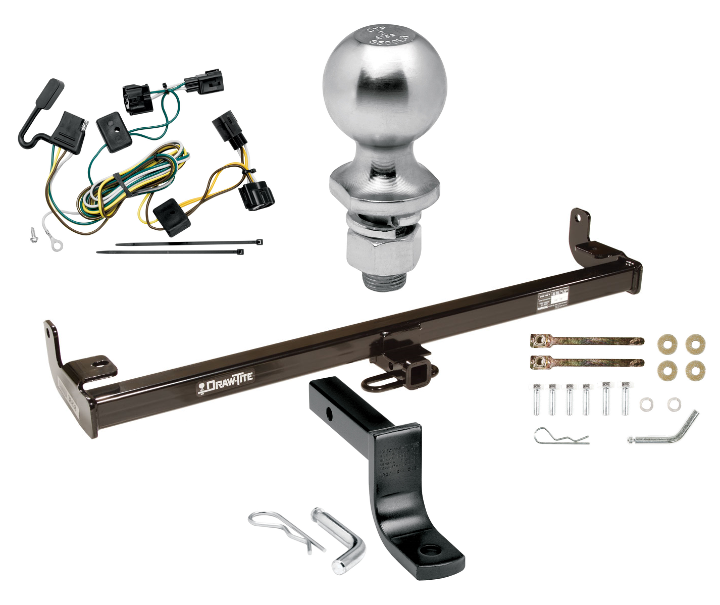 Trailer Tow Hitch For 98-06 Jeep Wrangler TJ Class 2 Complete Package w/ Wiring Draw Bar Kit and 2 Trailer Tow Hitch For 98-06 Jeep Wrangler TJ Class 2 Complete Package w/ Wiring Draw Bar Kit and 2