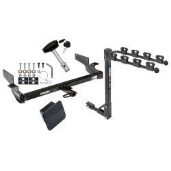 Trailer Tow Hitch w/ 4 Bike Rack For 00-05 Cadillac DeVille 06-11 DTS tilt away adult or child arms fold down carrier w/ Lock and Cover