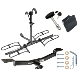 Trailer Tow Hitch For 05-10 KIA Sportage 05-09 Hyundai Tucson Platform Style 2 Bike Rack Hitch Lock and Cover
