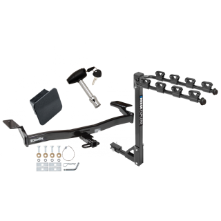 Trailer Tow Hitch w/ 4 Bike Rack For 07-10 Ford Edge Lincoln MKX tilt away adult or child arms fold down carrier w/ Lock and Cover