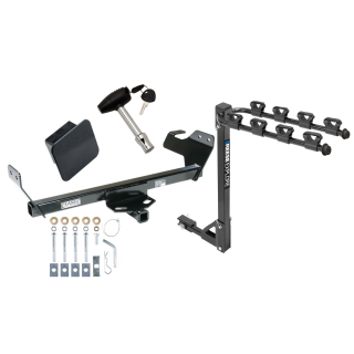Trailer Tow Hitch w/ 4 Bike Rack For 07-10 Chrysler Sebring Except Convertible 08-10 Dodge Avenger tilt away adult or child arms fold down carrier w/ Lock and Cover
