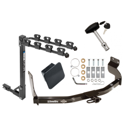 Trailer Tow Hitch w/ 4 Bike Rack For 05-12 Ford Escape Mazda Tribute Mercury Mariner tilt away adult or child arms fold down carrier w/ Lock and Cover