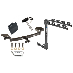 Trailer Tow Hitch w/ 4 Bike Rack For 11-15 Hyundai Tucson 11-16 KIA Sportage tilt away adult or child arms fold down carrier w/ Lock and Cover