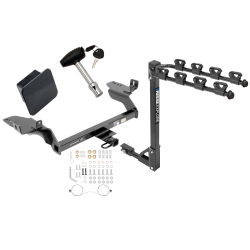 Trailer Tow Hitch w/ 4 Bike Rack For 13-19 Ford Escape tilt away adult or child arms fold down carrier w/ Lock and Cover