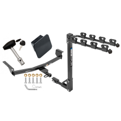 Trailer Tow Hitch w/ 4 Bike Rack For 08-20 Nissan Rogue Class 2 tilt away adult or child arms fold down carrier w/ Lock and Cover