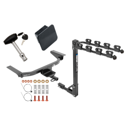 Trailer Tow Hitch w/ 4 Bike Rack For 16-23 Mazda CX-9 Class 2 tilt away adult or child arms fold down carrier w/ Lock and Cover