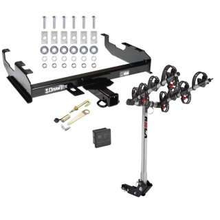 Trailer Tow Hitch For 63-00 GMC Chevy C/K Pickup Ford F150 F250 F350 F450 4 Bike Rack w/ Hitch Lock and Cover