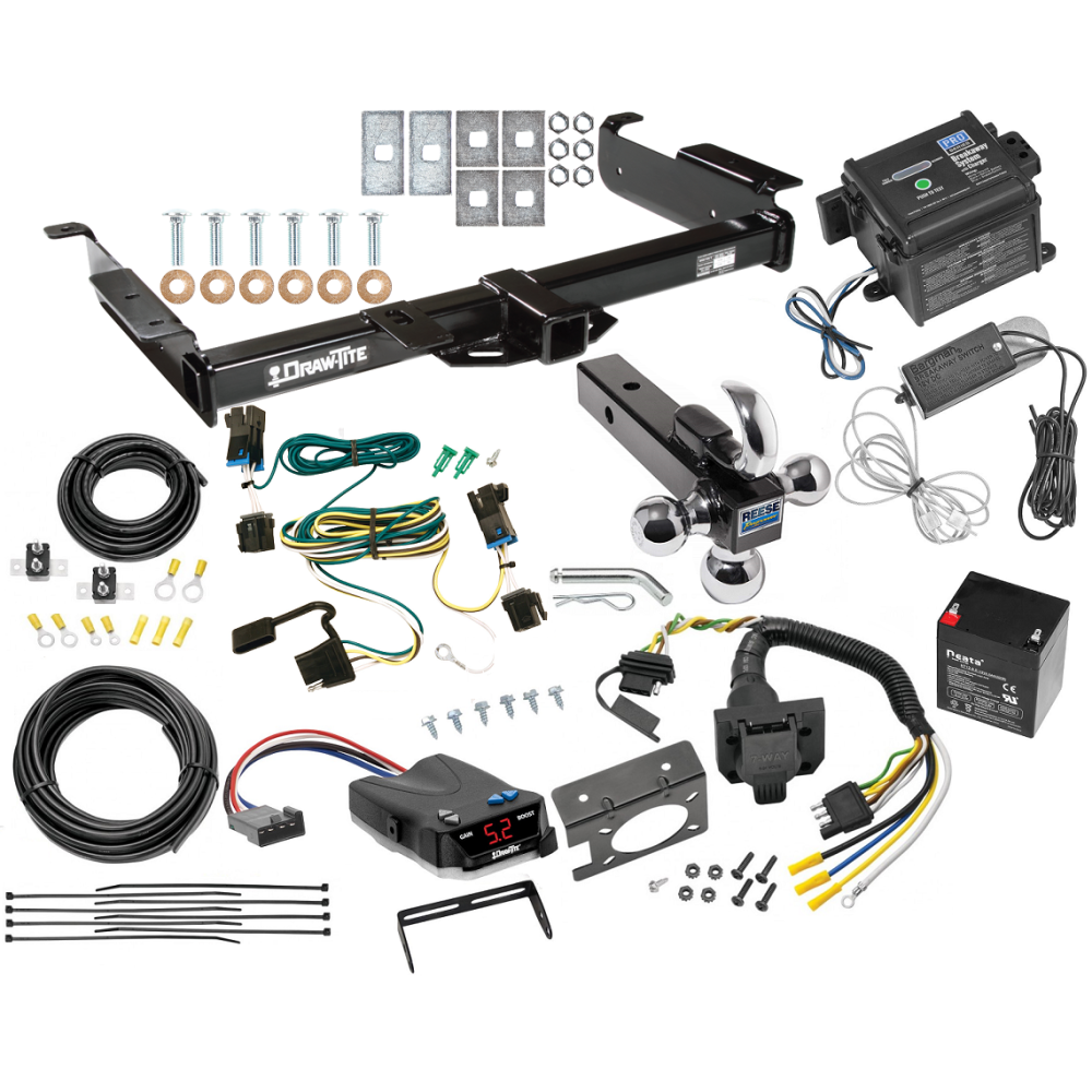 Class 4 Hitch For 03-23 Chevy Express GMC Savana Van w/ Tekonsha Trailer Brake Control 7-Way RV Wiring Breakaway Battery Charger Complete System Tri-Tow-Ball 1-7/8" 2" 2-5/16" Class 4 Hitch For 03-23 Chevy Express GMC Savana Van w/ Tekonsha Trailer Brake Control 7-Way RV Wiring Breakaway Battery Charger Complete System Tri-Tow-Ball 1-7/8" 2" 2-5/16"