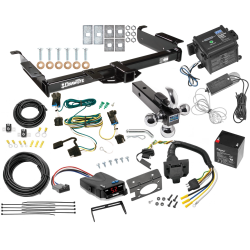 Class 4 Hitch For 03-23 Chevy Express GMC Savana Van w/ Draw-Tite Trailer Brake Control 7-Way RV Wiring Breakaway Battery Charger Complete System Tri-Tow-Ball 1-7/8" 2" 2-5/16"