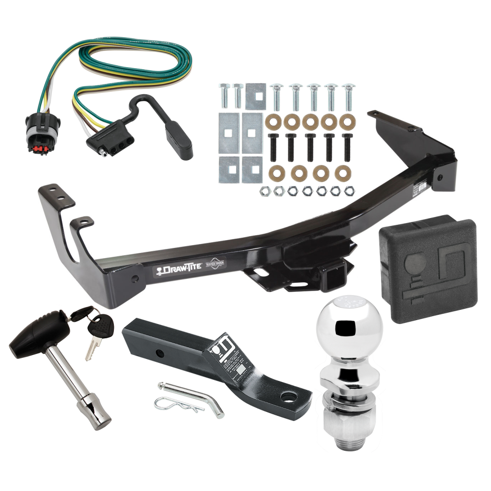Custom Fit Trailer Hitch Wiring Harness (Plug & Play) 2" Drop Ball-Mount w/ Pin/Clip 2" Chrome Ball Security Lock Pin Rubber Hitch Plug Cover Installation Hardware Installation Instructions 41533 118328 23 63845 580407 7010 Draw-Tite Traile Trailer Tow Hitch For 94-98 Dodge Van B150 B1500 B250 B2500 B350 B3500 Deluxe Package Wiring 2" Ball and Lock