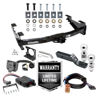 Trailer Hitch Brake Control Wiring For 01-02 Chevy Silverado GMC Sierra 2500 HD 3500 w/ Dual 2" and 2- 5/16" Ball 2" Drop Mount 7-Way Pin Blade RV Controller Class 4