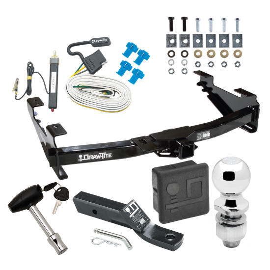 Custom Fit Trailer Hitch Wiring Harness (Requires Splicing) 2" Drop Ball-Mount w/ Pin/Clip 2" Chrome Ball Security Lock Pin Rubber Hitch Plug Cover Installation Hardware Installation Instructions 41544 20252 23 63845 580407 7010 Draw-Tite Trail Trailer Tow Hitch For 01-07 Chevy Silverado GMC Sierra 2500 HD 3500 Complete Package w/ Wiring and 2" Ball