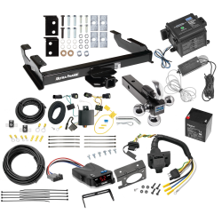 Class 5 2" Receiver Hitch For 88-00 Chevy GMC C/K 1500 2500 3500 8 ft. Bed Pickup w/ Draw-Tite Trailer Brake Control 7-Way RV Wiring Breakaway Battery Charger Complete System Tri-Tow-Ball 1-7/8" 2" 2-5/16"