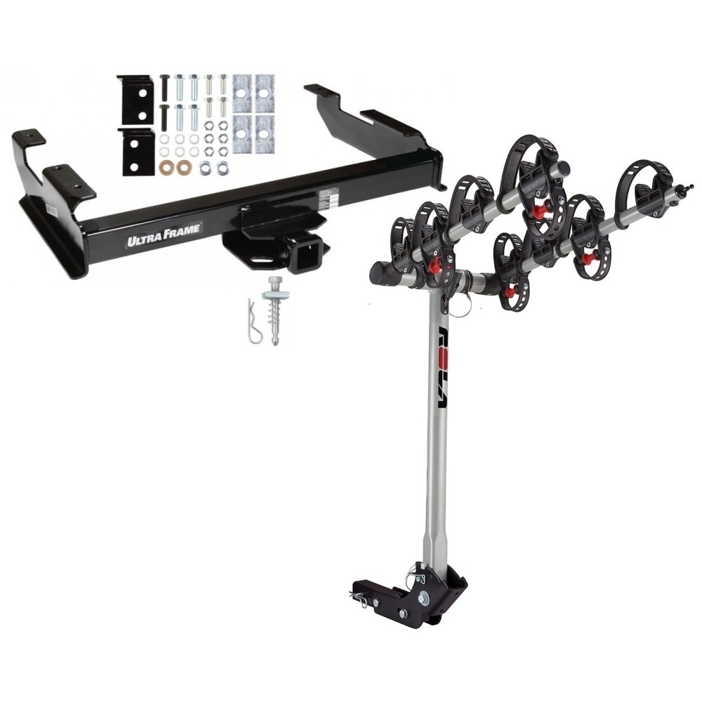 Trailer Tow Hitch For 88-00 Chevy GMC C/K 1500 2500 3500 8 ft. Bed w/ 4 Bike Carrier Rack Trailer Tow Hitch For 88-00 Chevy GMC C/K 1500 2500 3500 8 ft. Bed w/ 4 Bike Carrier Rack