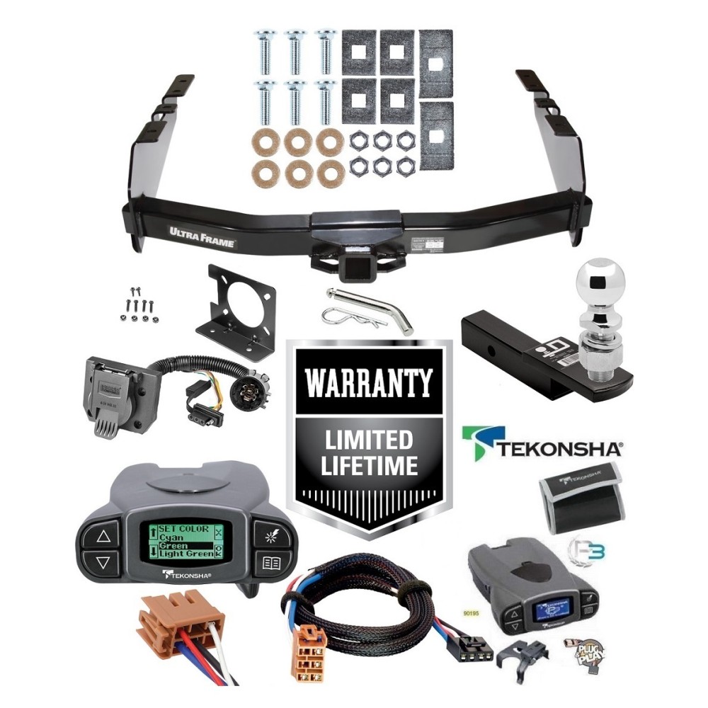 Custom Fit Trailer Hitch Class 5 Wiring Harness (Plug & Play) Tekonsha Prodigy P3 Proportional Brake Control For 1-4 Axles Plug & Play Brake Control Wiring Adapter 2" Drop Ball-Mount w/ Pin/Clip 2-5/16" Chrome Ball Installation Hardware Class 5 Trailer Hitch w/ Brake Control For 99-02 Chevy Silverado GMC Sierra 1500 99-02 2500 LD w/ Plug Play Wiring 2- 5/16" Ball 2" Drop Mount 7-Way Pin Blade RV Controller