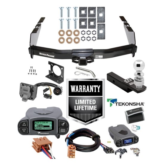 Custom Fit Trailer Hitch Class 5 Wiring Harness (Plug & Play) Tekonsha Prodigy P3 Proportional Brake Control For 1-4 Axles Plug & Play Brake Control Wiring Adapter 2" Drop Ball-Mount w/ Pin/Clip 2-5/16" Chrome Ball Installation Hardware Class 5 Trailer Hitch w/ Brake Control For 99-02 Chevy Silverado GMC Sierra 1500 99-02 2500 LD w/ Plug Play Wiring 2- 5/16" Ball 2" Drop Mount 7-Way Pin Blade RV Controller
