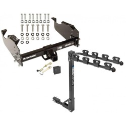 Trailer Tow Hitch w/ 4 Bike Rack For 63-24 Ford GMC Chevrolet Dodge Ram tilt away adult or child arms fold down carrier 