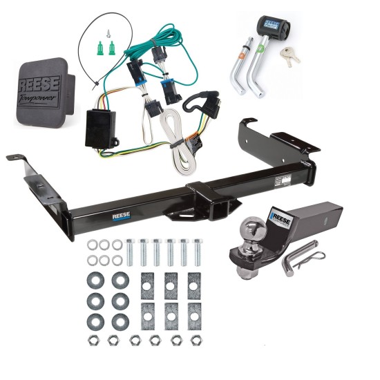 Custom Fit Trailer Hitch Wiring Harness (Plug & Play) 2" Drop Ball-Mount w/ Pin/Clip 2" Chrome Ball Security Lock Pin Rubber Hitch Plug Cover Installation Hardware Installation Instructions 44028 85246 21536 7054430 7000600 Reese Trailer Tow Reese Trailer Tow Hitch For 00-02 Chevy Express GMC Savana 1500 2500 3500 Deluxe Package Wiring 2" Ball and Lock