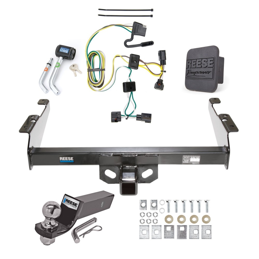 Custom Fit Trailer Hitch Wiring Harness (Plug & Play) 2" Drop Ball-Mount w/ Pin/Clip 2" Chrome Ball Security Lock Pin Rubber Hitch Plug Cover Installation Hardware Installation Instructions 44103 74475 21536 7054430 7000600 Reese Trailer Tow Reese Trailer Tow Hitch For 95-02 Dodge Ram 1500 2500 3500 Deluxe Package Wiring 2" Ball and Lock