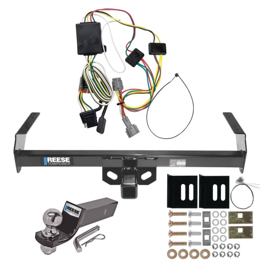 Custom Fit Trailer Hitch Wiring Harness (Plug & Play) 2" Drop Ball-Mount w/ Pin/Clip 2" Chrome Ball Installation Hardware Installation Instructions 44148 74219 21536 Reese Trailer Tow Hitch 98-04 Nissan Frontier Complete Package Wiring and Reese Trailer Tow Hitch For 98-04 Nissan Frontier Complete Package w/ Wiring and 2" Ball