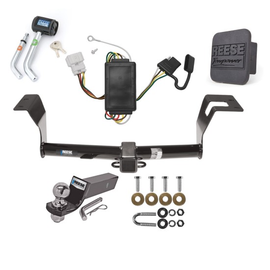 Custom Fit Trailer Hitch Wiring Harness (Plug & Play) 2" Drop Ball-Mount w/ Pin/Clip 2" Chrome Ball Security Lock Pin Rubber Hitch Plug Cover Installation Hardware Installation Instructions 44575 74704 21536 7054430 7000600 Reese Trailer To Reese Trailer Tow Hitch For 07-11 Honda CR-V Deluxe Package Wiring 2" Ball and Lock