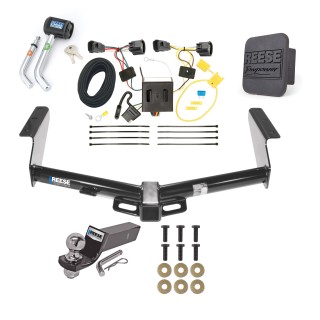 Custom Fit Trailer Hitch Wiring Harness (Plug & Play) 2" Drop Ball-Mount w/ Pin/Clip 2" Chrome Ball Security Lock Pin Rubber Hitch Plug Cover Installation Hardware Installation Instructions 44585 85787 21536 7054430 7000600 Reese Trailer To Reese Trailer Tow Hitch For 08-12 Jeep Liberty Deluxe Package Wiring 2" Ball and Lock