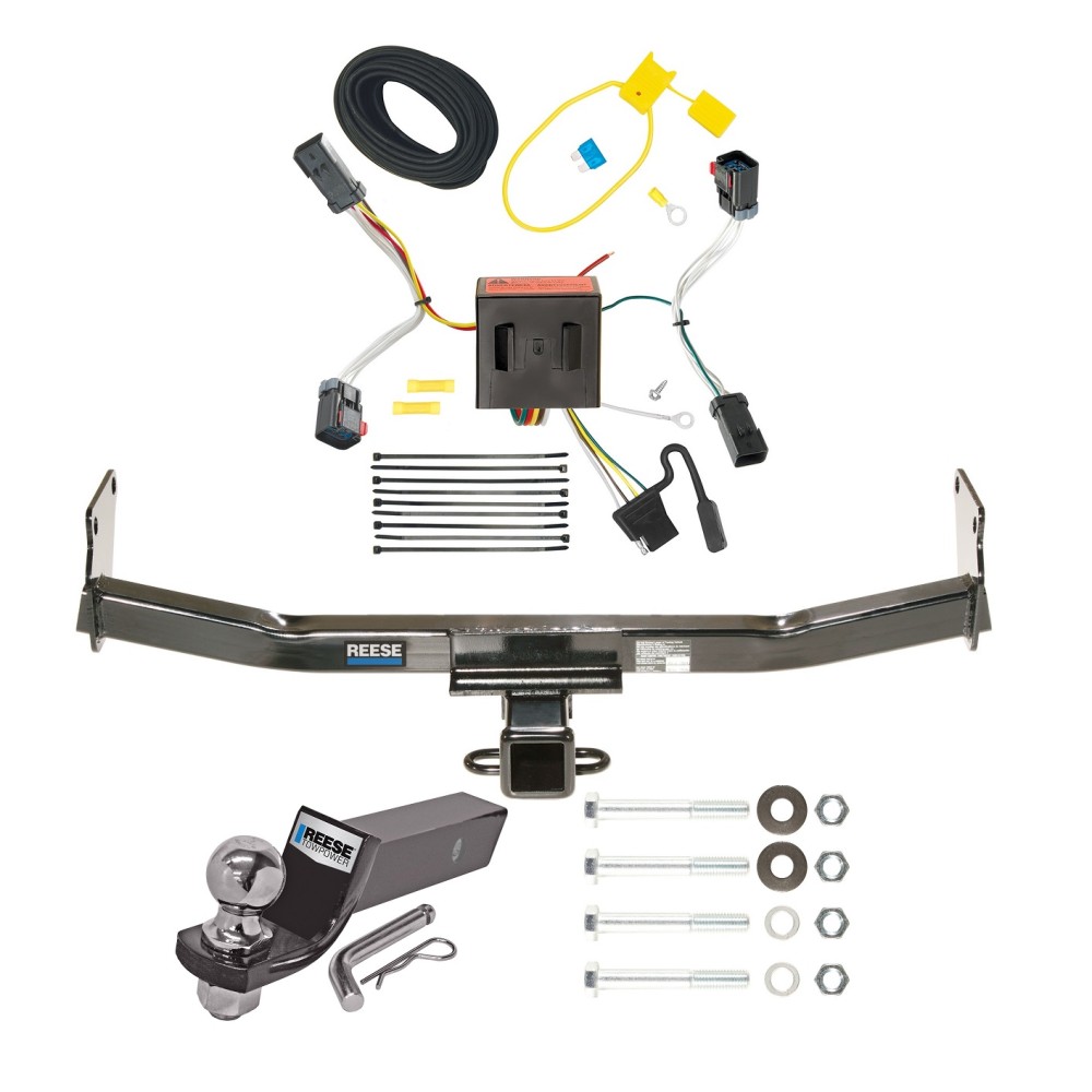 Custom Fit Trailer Hitch Wiring Harness (Plug & Play) 2" Drop Ball-Mount w/ Pin/Clip 2" Chrome Ball Installation Hardware Installation Instructions 44661 118539 21536 Reese Trailer Tow Hitch 11-17 Jeep Compass Complete Package Wiring and 2& Reese Trailer Tow Hitch For 11-17 Jeep Compass Complete Package w/ Wiring and 2" Ball