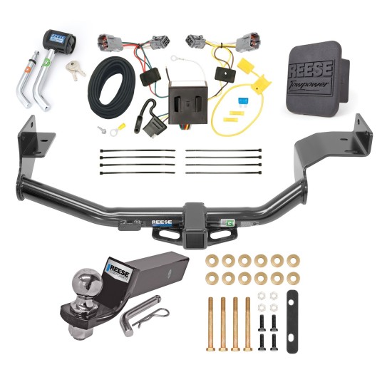 Custom Fit Trailer Hitch Wiring Harness (Plug & Play) 2" Drop Ball-Mount w/ Pin/Clip 2" Chrome Ball Security Lock Pin Rubber Hitch Plug Cover Installation Hardware Installation Instructions 44689 118571 21536 7054430 7000600 Reese Trailer To Reese Trailer Tow Hitch For 13-18 Hyundai Santa Fe Sport 5 Pass Deluxe Package Wiring 2" Ball and Lock