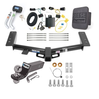 Custom Fit Trailer Hitch Wiring Harness (Plug & Play) 2" Drop Ball-Mount w/ Pin/Clip 2" Chrome Ball Security Lock Pin Rubber Hitch Plug Cover Installation Hardware Installation Instructions 44719 85863 21536 7054430 7000600 Reese Trailer Tow Reese Trailer Tow Hitch For 15-23 Ford Transit 150 250 350 Deluxe Package Wiring 2" Ball and Lock